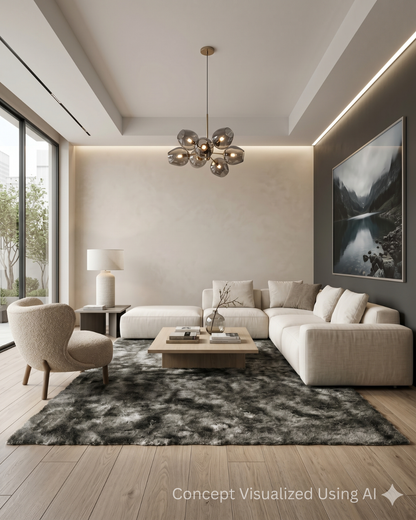 Feizy Indochine 4550F Green contemporary shag rug in living room
