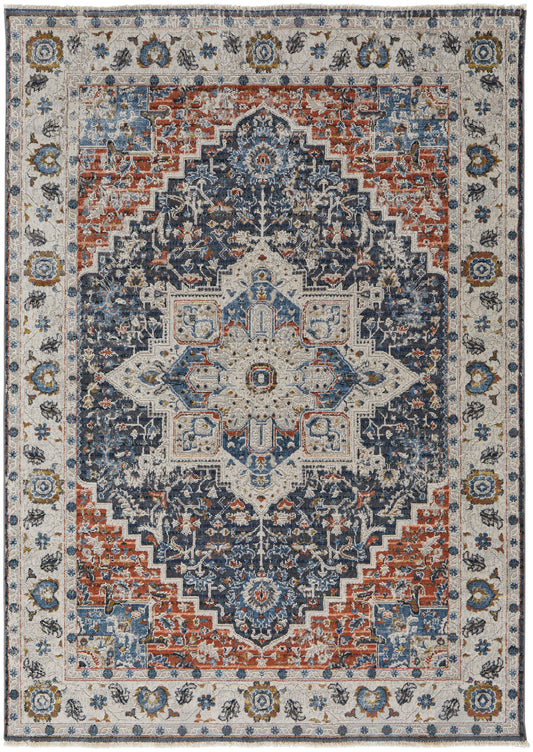 Feizy Kaia 39HTF Blue Red Transitional/Bohemian & Eclect Machine Woven Rug