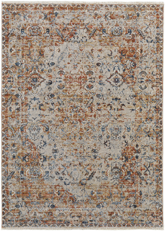 Feizy Kaia 39HVF Beige Multi Transitional/Vintage/Casual Machine Woven Rug