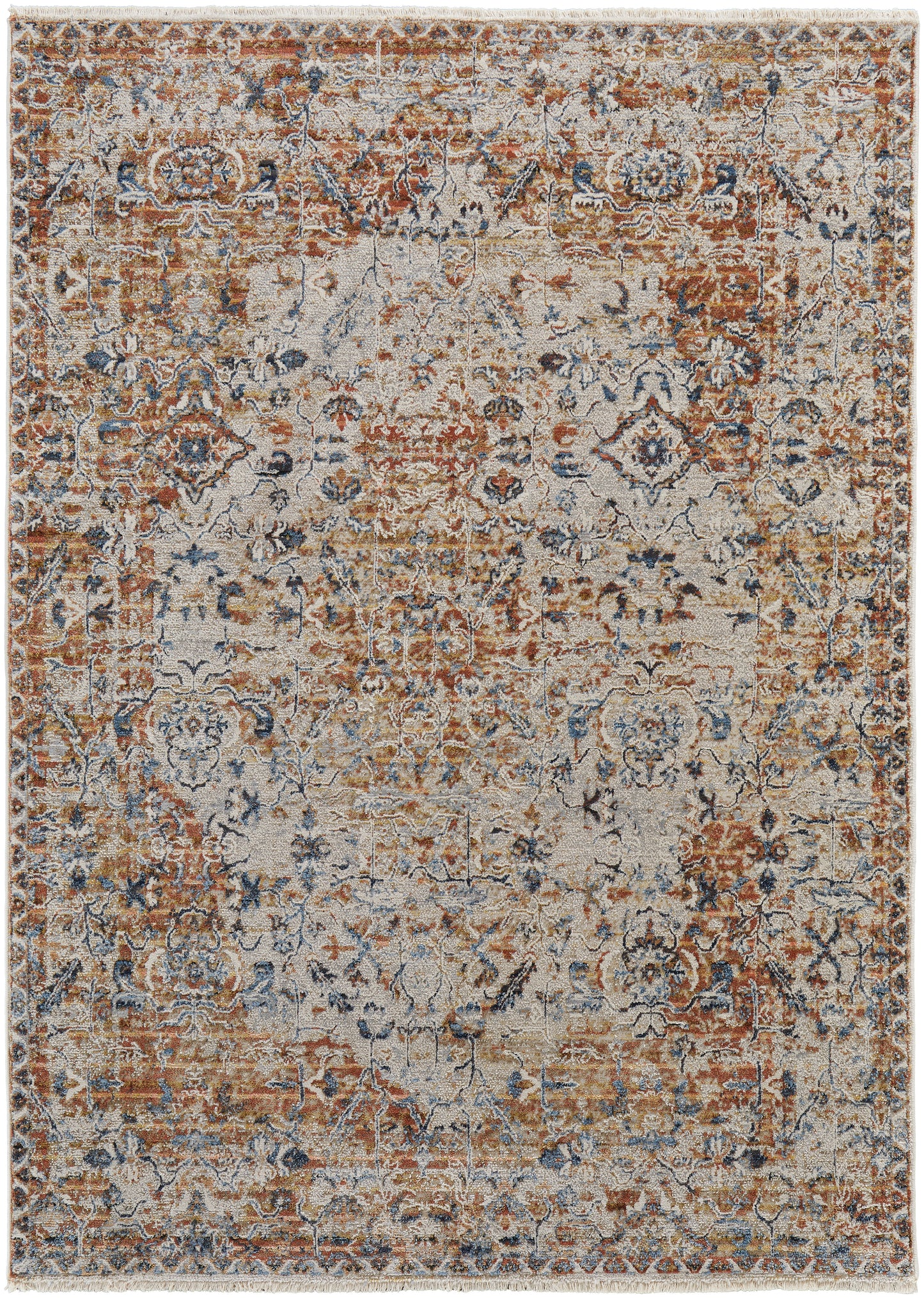 Feizy Kaia 39HVF Beige Multi Transitional/Vintage/Casual Machine Woven Rug