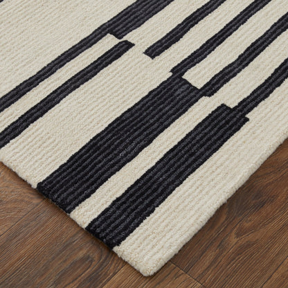 Feizy Maguire 8901F Ivory Black Transitional/Industrial/Mid - Ce Hand Tufted Rug - Rugs - Feizy - Atlanta Designer Rugs