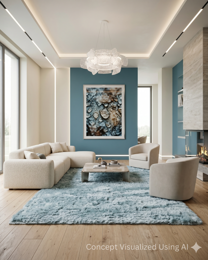 Feizy Indochine 4550F Light Aqua plush rug in contemporary living room