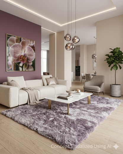 Feizy Indochine 4550F Smoky Amethyst luxury rug in contemporary living room