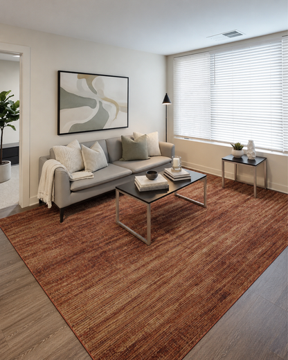 Feizy Deja Rug 39PJF terracotta distressed abstract design in modern living room