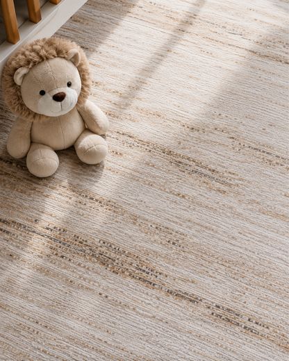 Feizy Deja Rug 39PKF dark taupe abstract design close-up with plush toy styling