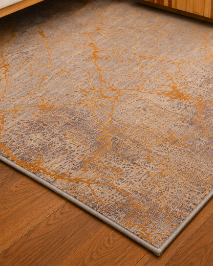 Feizy Pryor Rug 39NEF Copper Multi textured abstract rug corner detail close-up