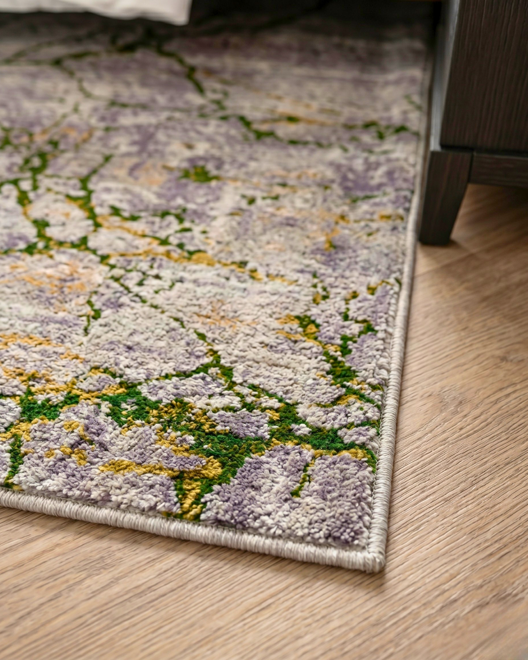Feizy Pryor Rug 39NEF Green Multi textured abstract rug detail close-up