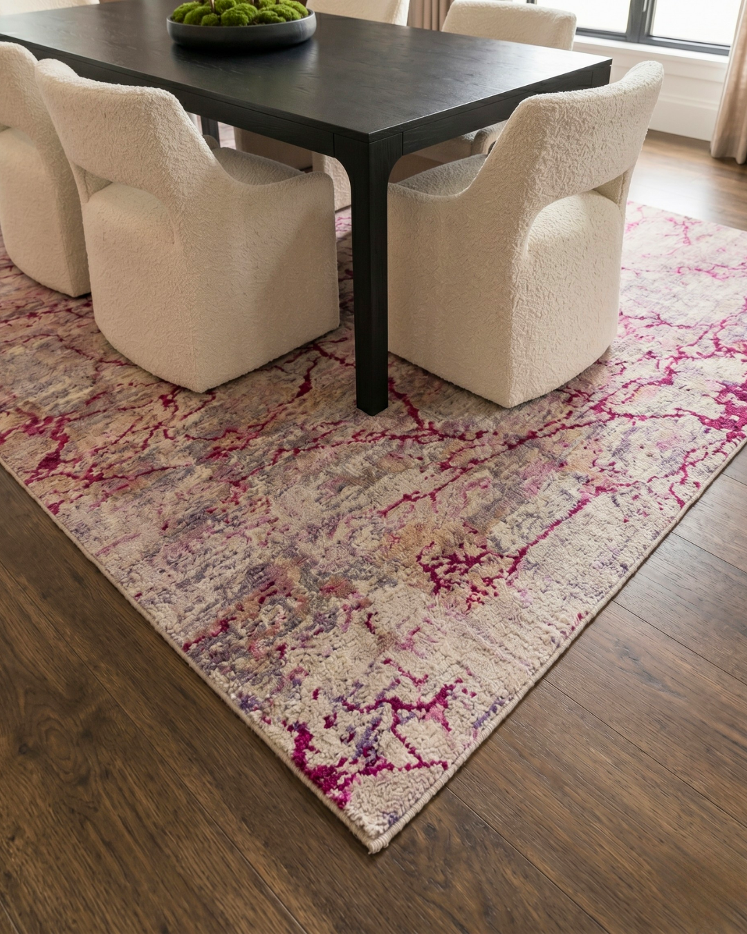 Feizy Pryor Rug 39NEF Pink Multi textured abstract rug detail close-up