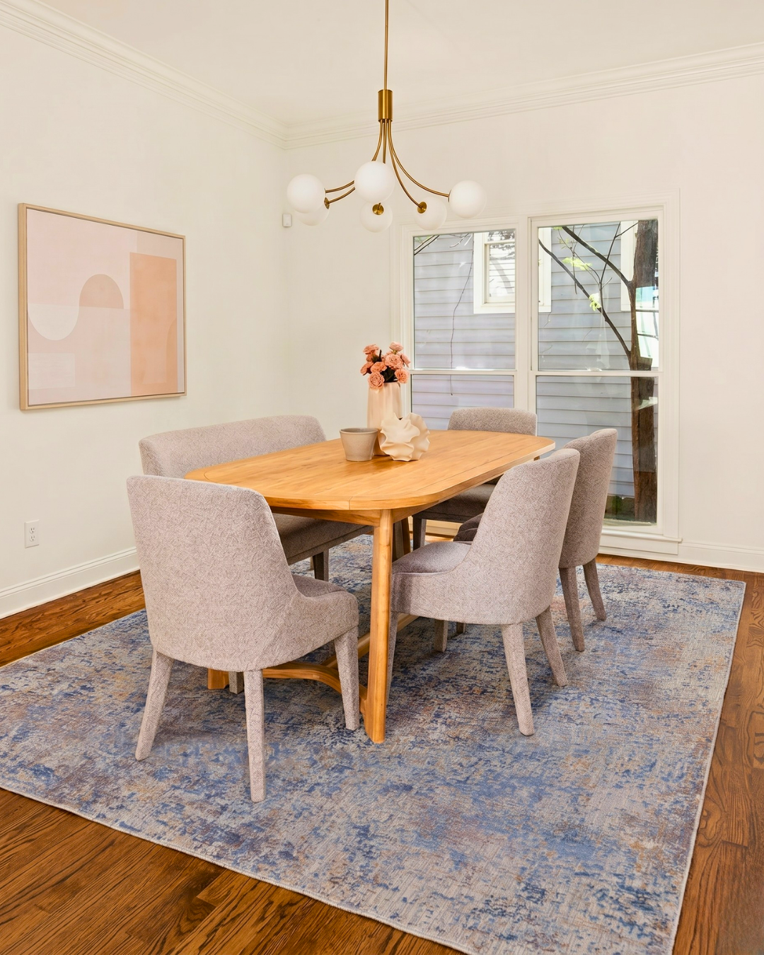 Feizy Pryor Rug 39NGF Blue Multi abstract rug in contemporary dining room