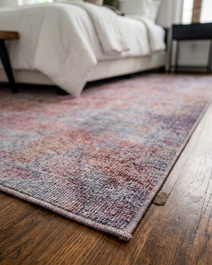 Feizy Pryor Rug 39NGF Red Multi textured abstract rug detail close-up