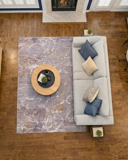 Feizy Pryor Rug 39NHF Ivory Multi abstract rug overhead living room view