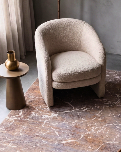 Feizy Pryor Rug 39NHF Ivory Multi abstract rug in modern accent chair setting