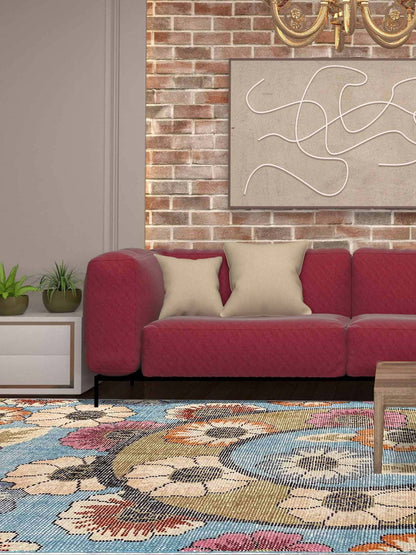 Artisan Viola Red Lt.Blue Transitional Knotted Rug - Rugs - Artisan - Atlanta Designer Rugs