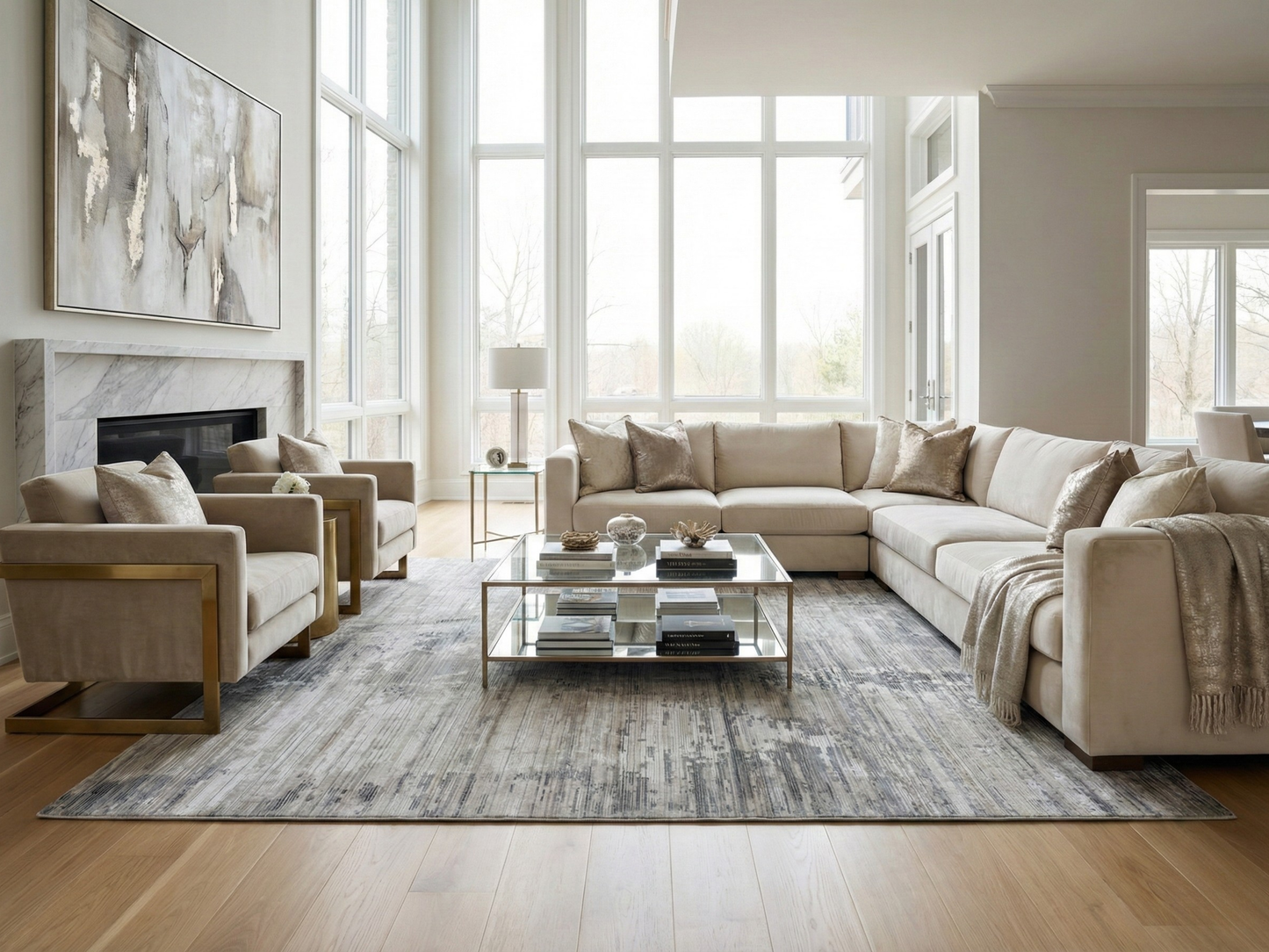 Artisan Mary Silver Contemporary Knotted Rug