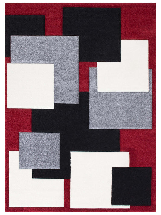 American Cover Design Hollywood H281 Red  Modern Machine Woven Rug