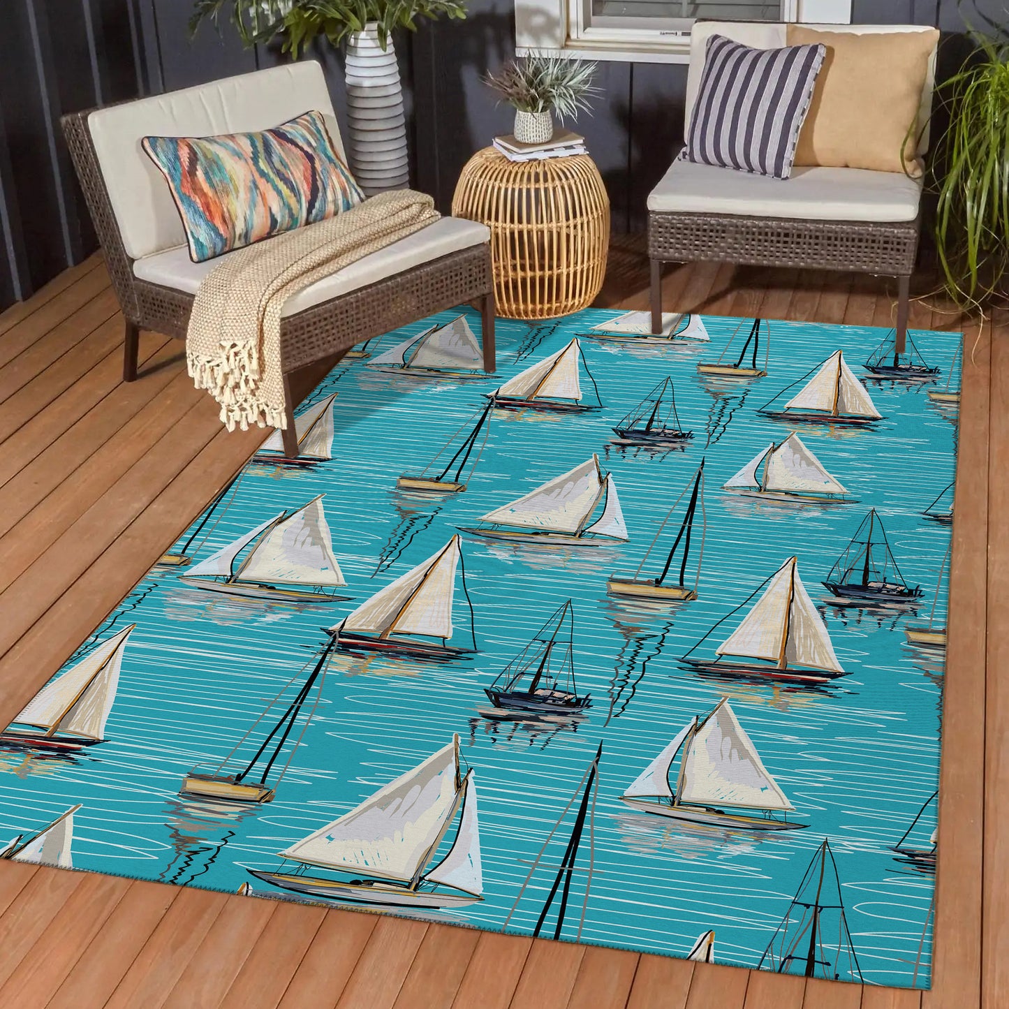 Dalyn Rugs Harbor  Teal  Coastal
