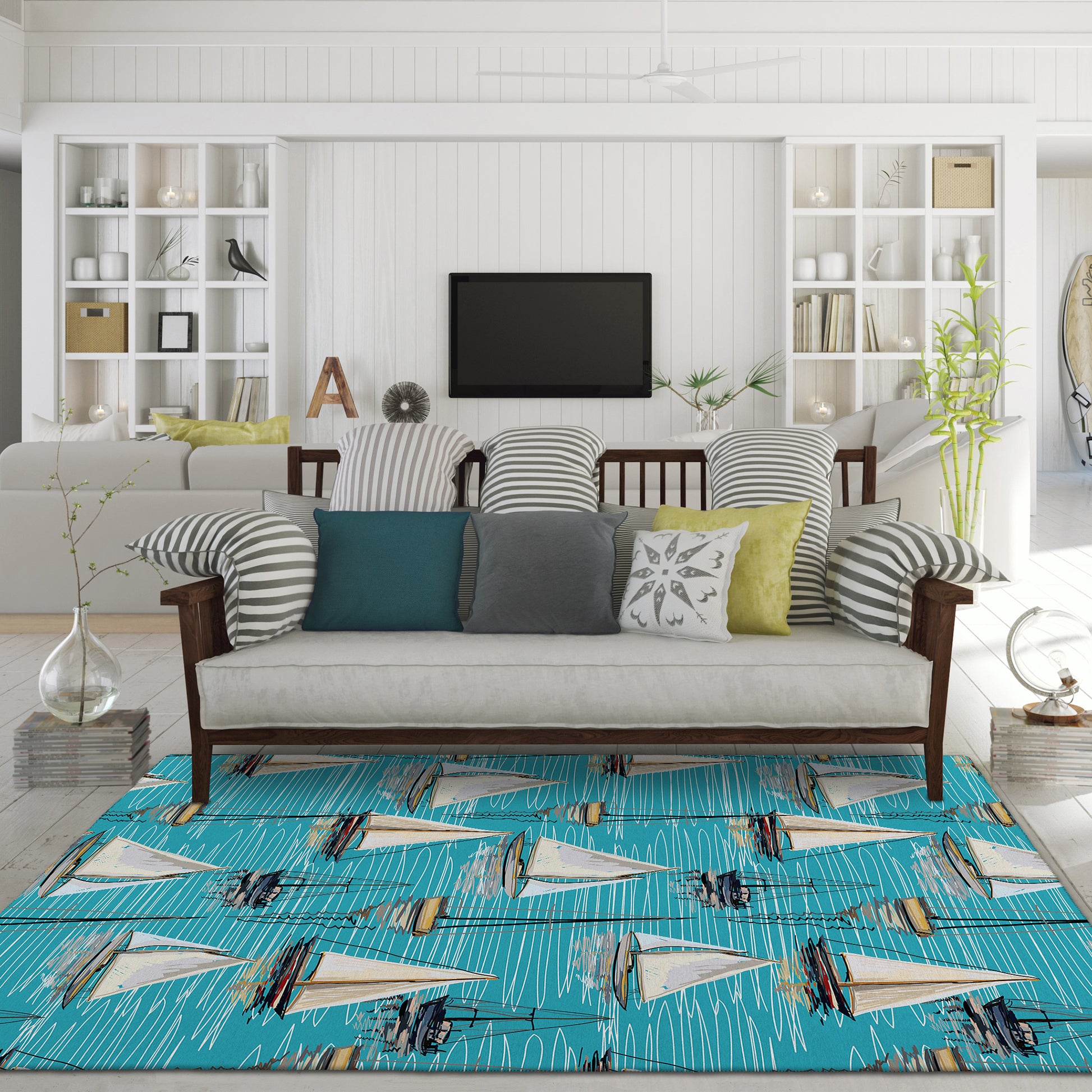Dalyn Rugs Harbor  Teal  Coastal