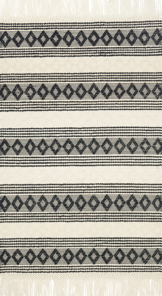 Magnolia Home by Joanna Gaines x Loloi Holloway  Ivory Black Transitional