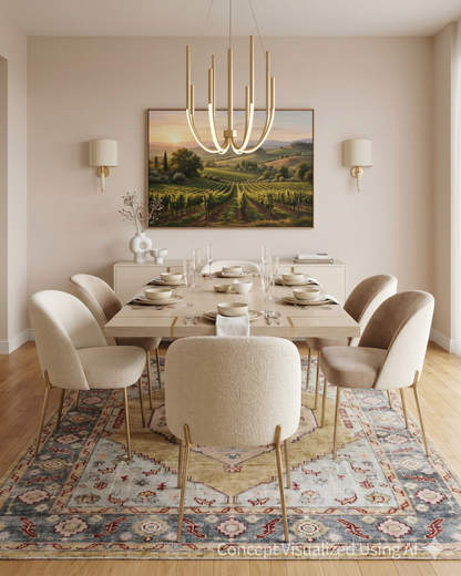 Artisan Felicity  Gold Blue Traditional Knotted Rug for Diningroom