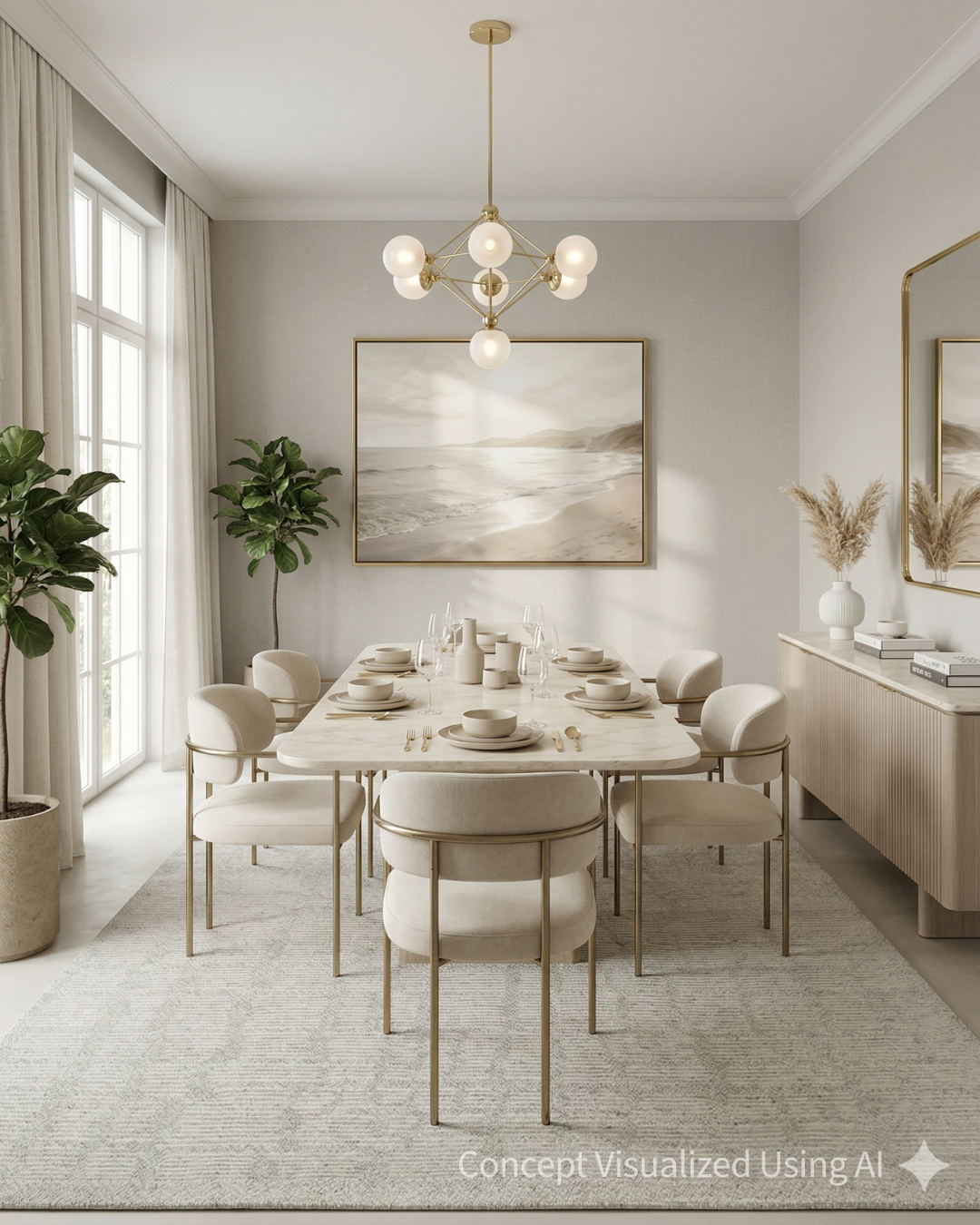 Artisan Harmony White White Contemporary Knotted Rug for Diningroom.