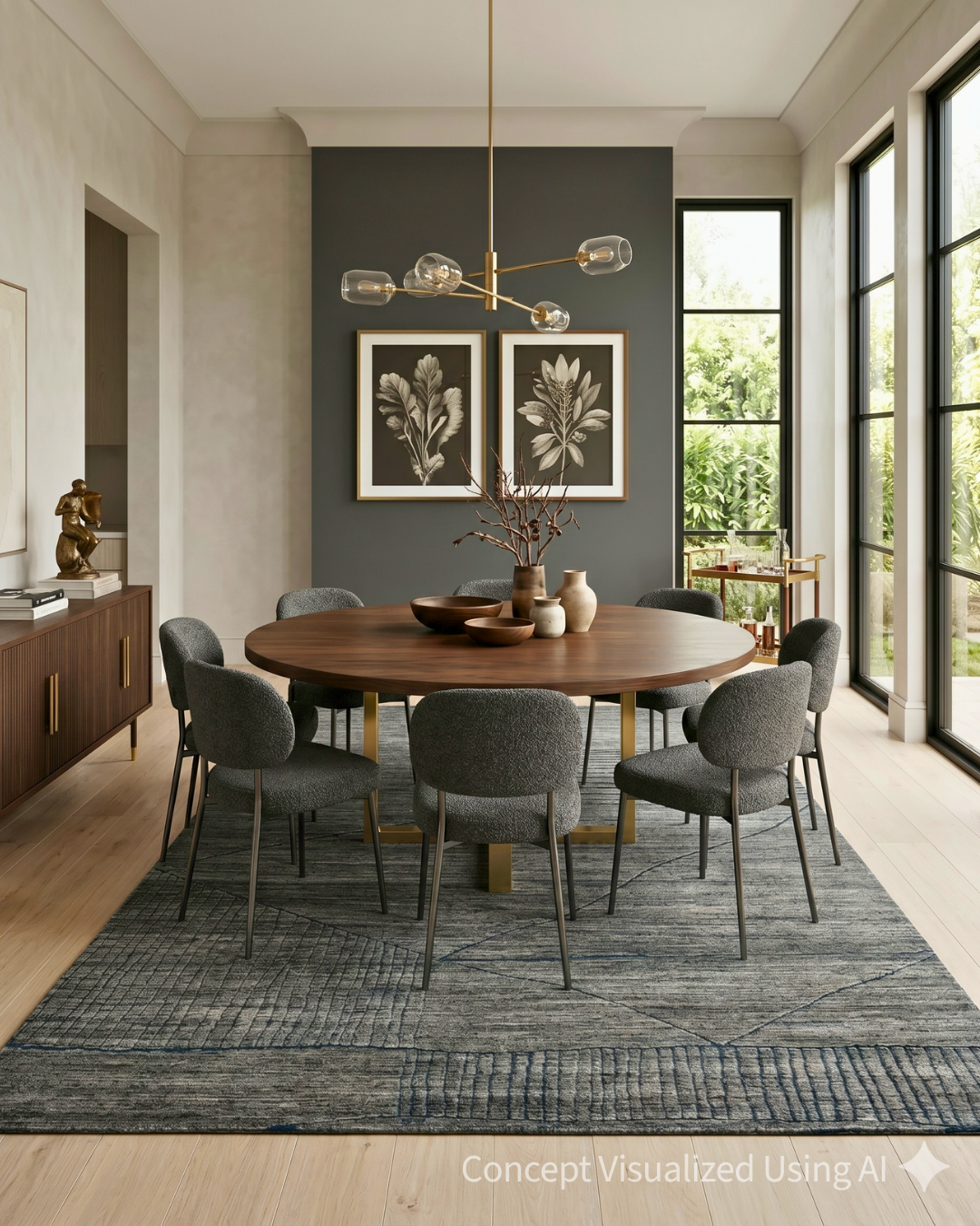Artisan Harmony  Grey Lt Green Contemporary Knotted Rug for Diningroom