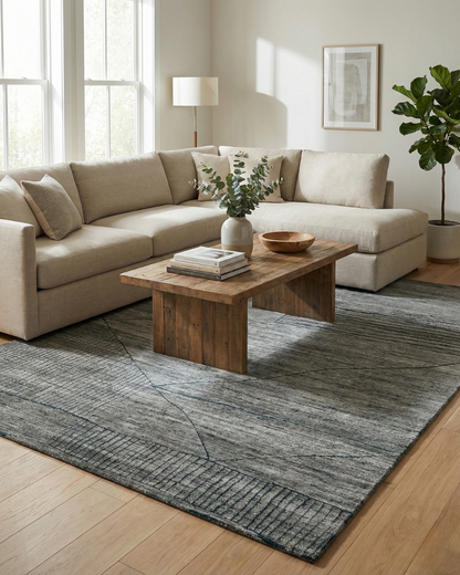 Artisan Harmony  Grey Lt Green Contemporary Knotted Rug