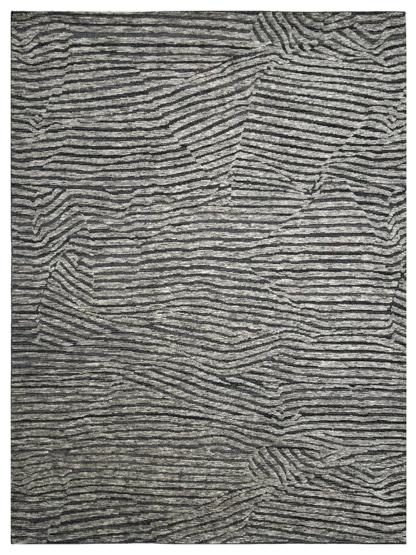 Artisan Harmony  Grey Black Contemporary Knotted Rug