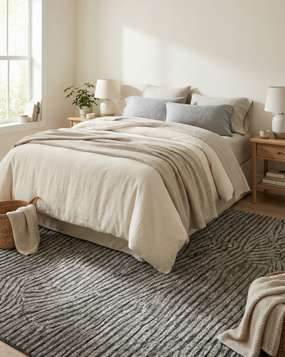 Artisan Harmony  Grey Black Contemporary Knotted Rug