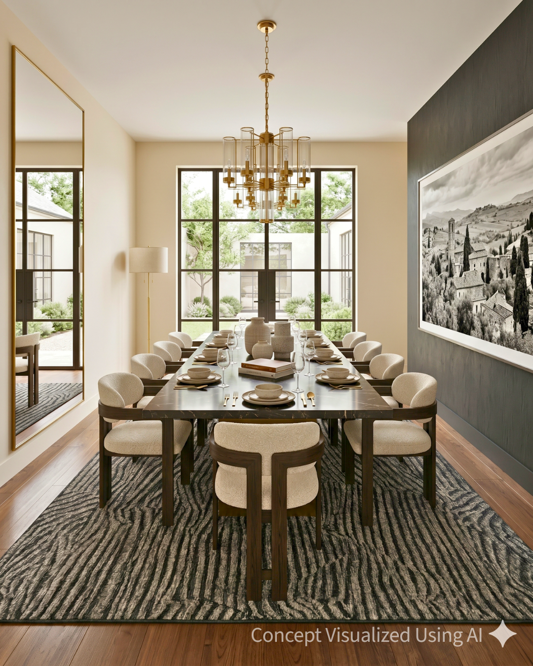 Artisan Harmony  Grey Black Contemporary Knotted Rug for Dinngroom