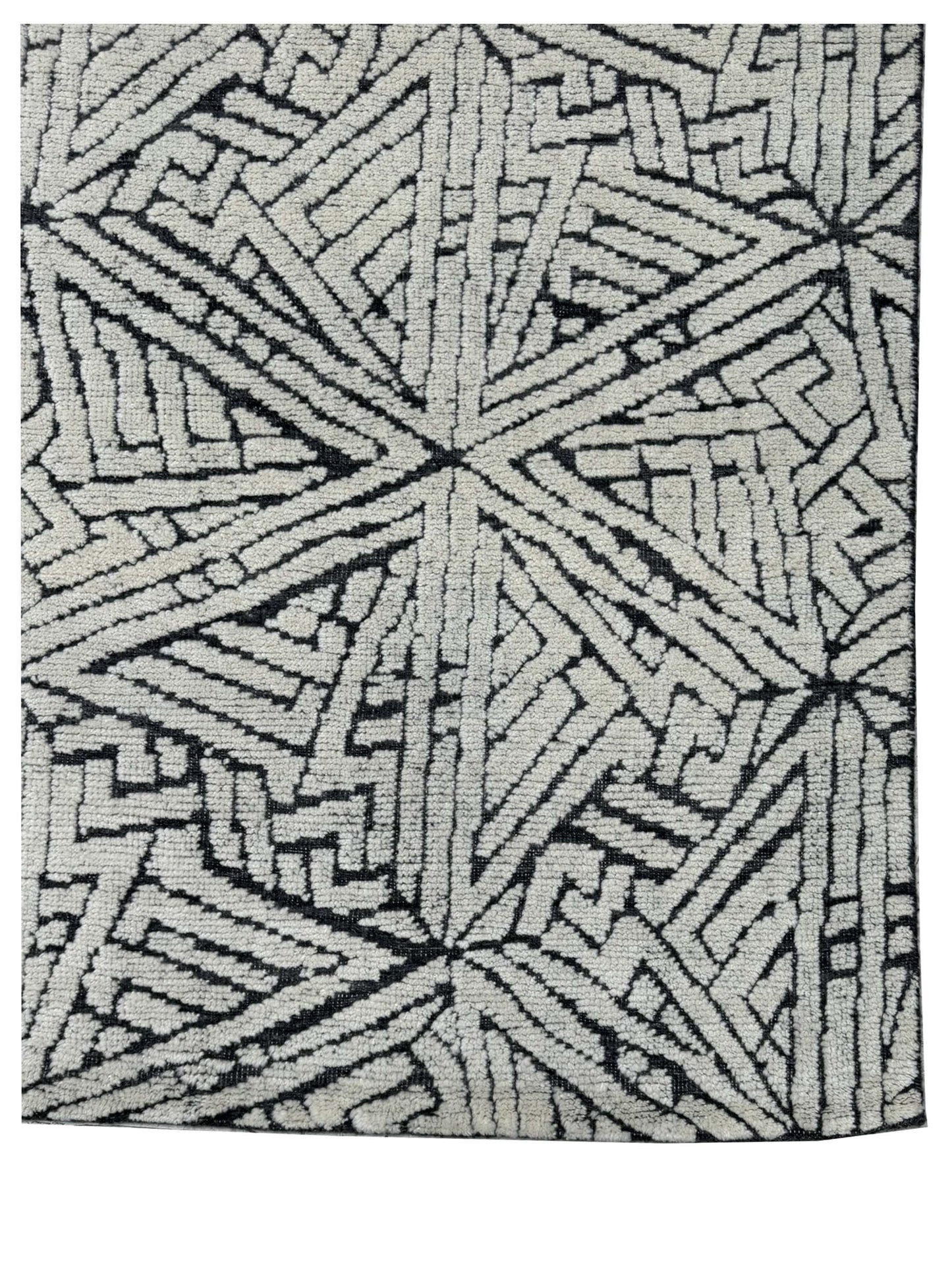 Artisan Harmony  White Black Contemporary Knotted Rug