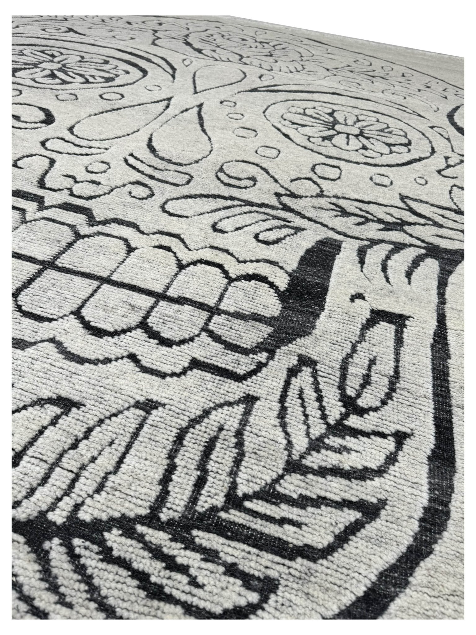 Artisan Harmony White Black Contemporary Knotted Rug - Rugs - Artisan - Atlanta Designer Rugs