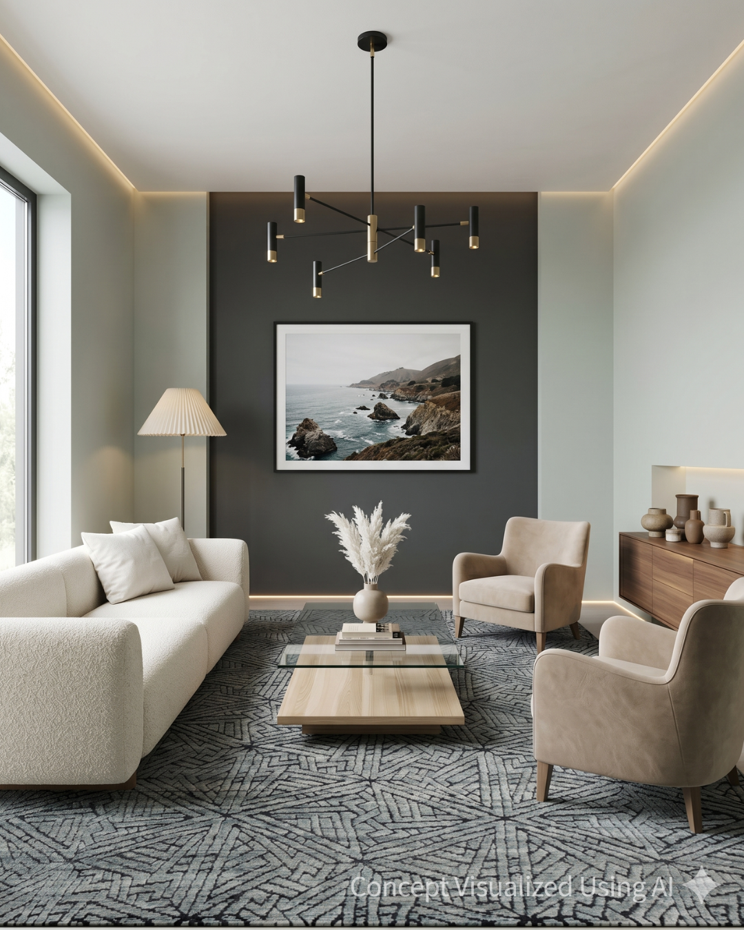 Artisan Harmony  Grey Black Contemporary Knotted Rug for Livingroom