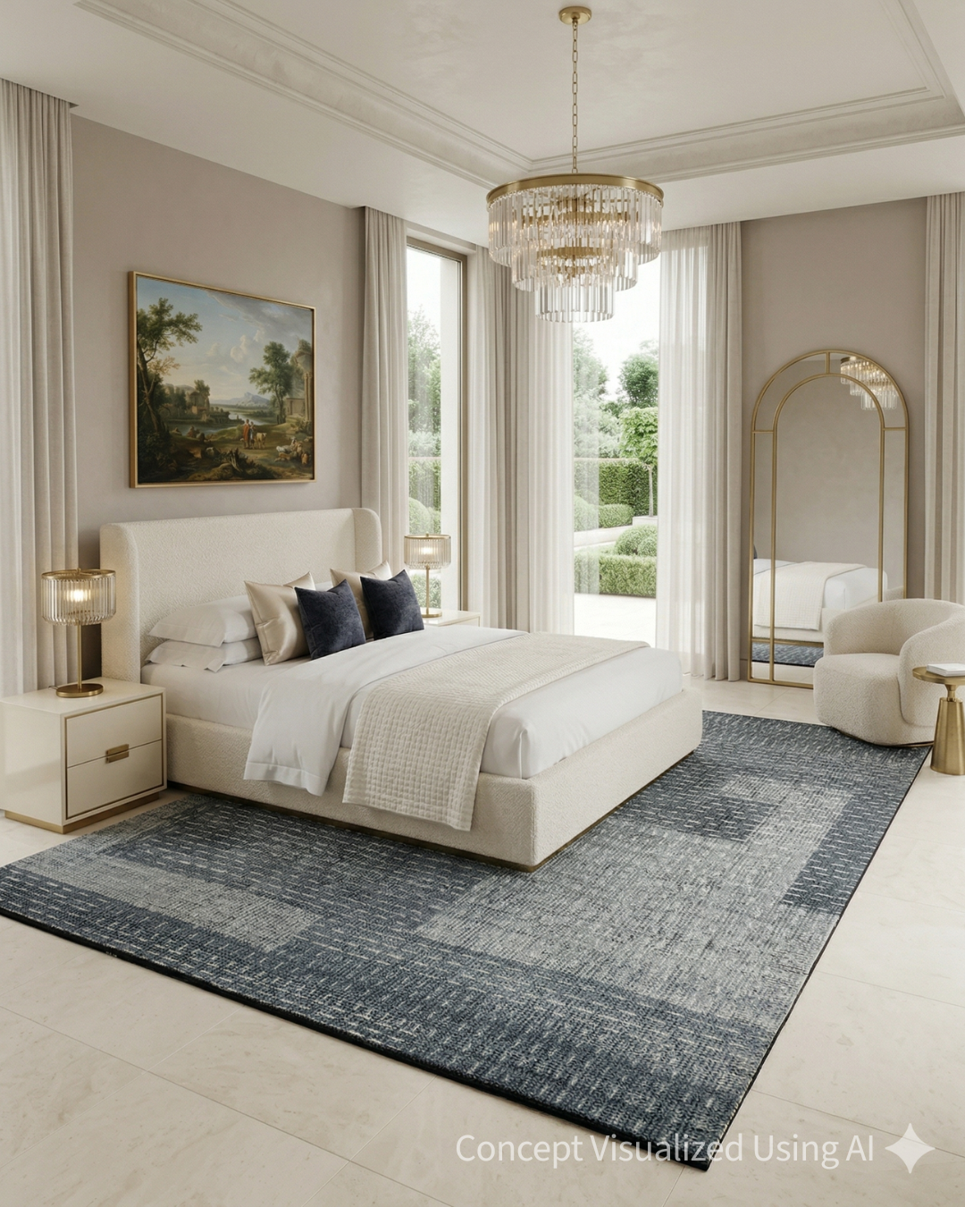 Artisan Harmony Blue Black Contemporary Knotted Rug  for Bedroom