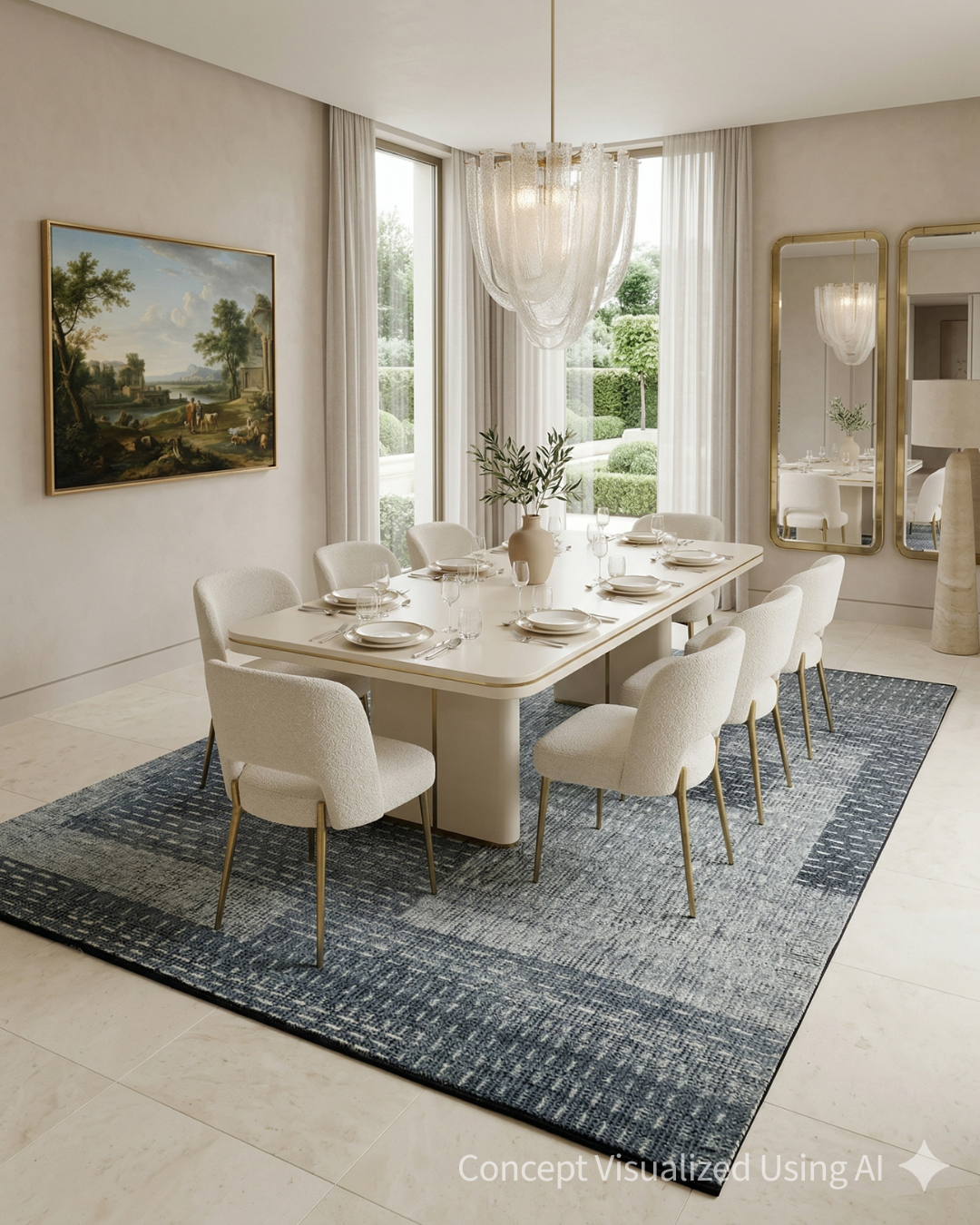 Artisan Harmony Blue Black Contemporary Knotted Rug for Diningroom