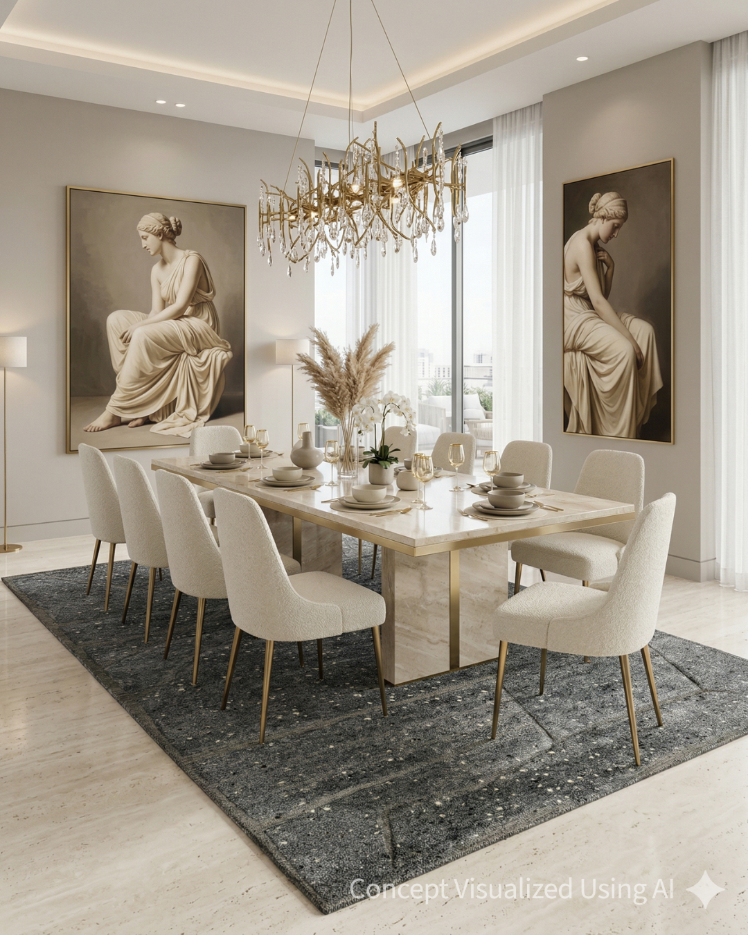 Artisan Harmony Grey Contemporary Knotted Rug for Diningroom.