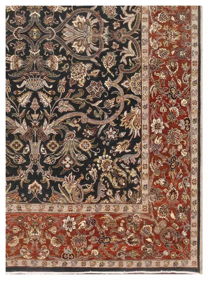 Limited Heywood HEY-203 Trible Navy Rusty Red Traditional Knotted Rug