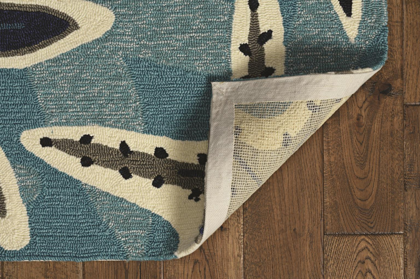 Kas Harbor 4203 Blue Indoor/Outdoor Hand Hooked Rug