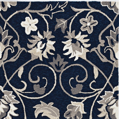 Kas Harbor 4206 Navy Indoor/Outdoor Hand Hooked Rug