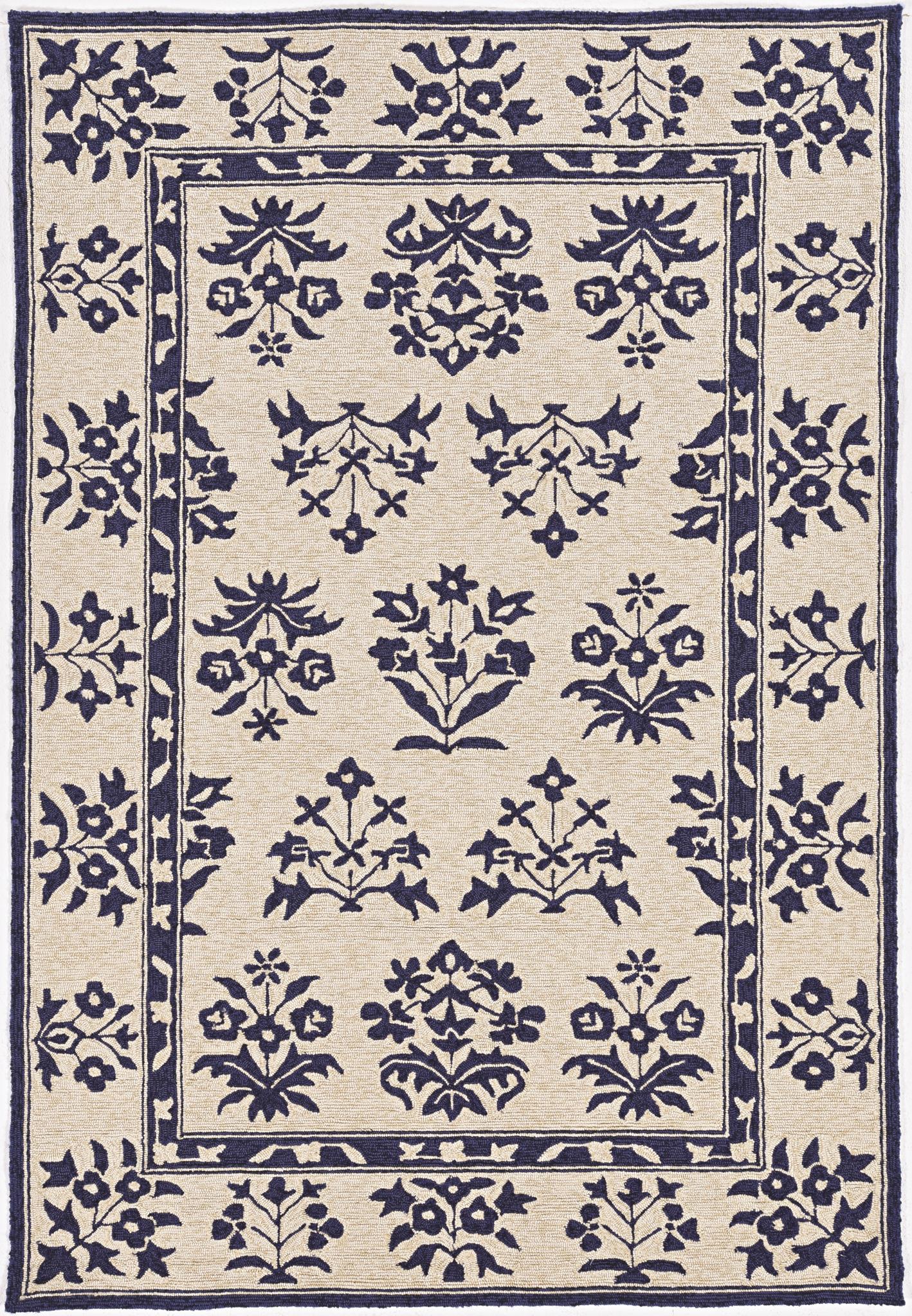 Kas Harbor 4208 Sand Blue Indoor/Outdoor Hand Hooked Rug