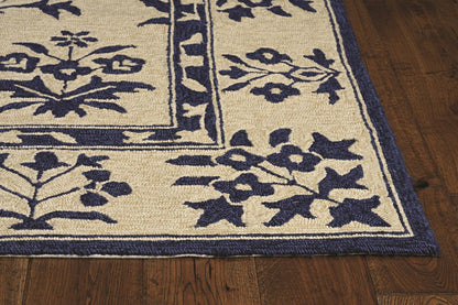 Kas Harbor 4208 Sand Blue Indoor/Outdoor Hand Hooked Rug