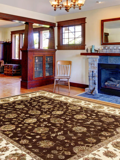 Artisan Winona Brown Ivory Traditional Knotted Rug - Rugs - Artisan - Atlanta Designer Rugs