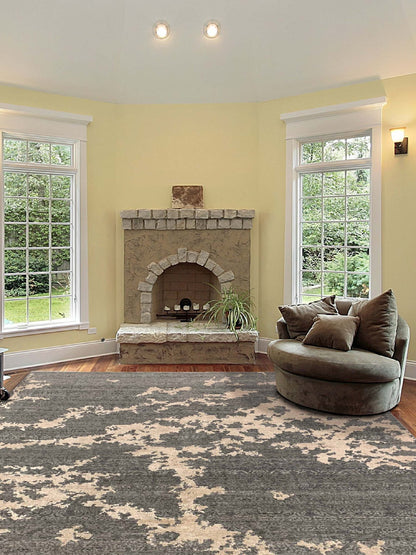 Artisan Elisabeth Grey Ivory Modern Knotted Rug - Rugs - Artisan - Atlanta Designer Rugs