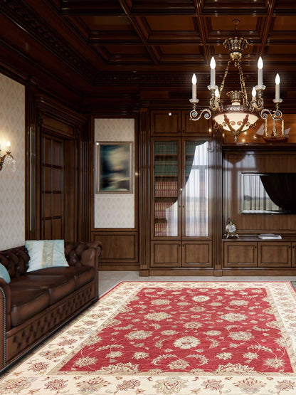 Artisan Zara Red Ivory Traditional Knotted Rug - Rugs - Artisan - Atlanta Designer Rugs