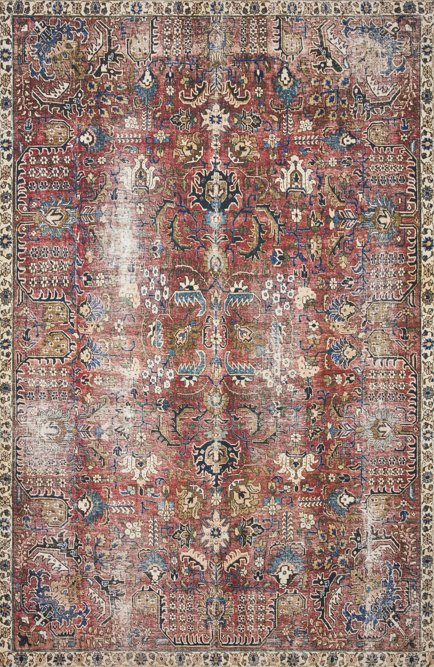 Chris Loves Julia x Loloi Jules  Merlot Multi Traditional