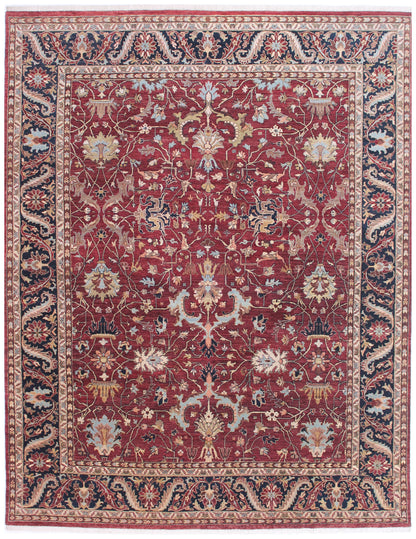 Anjani Carpets Hazi Zalili Jaipur 14 Red Black Persian Hand Knotted Rugs