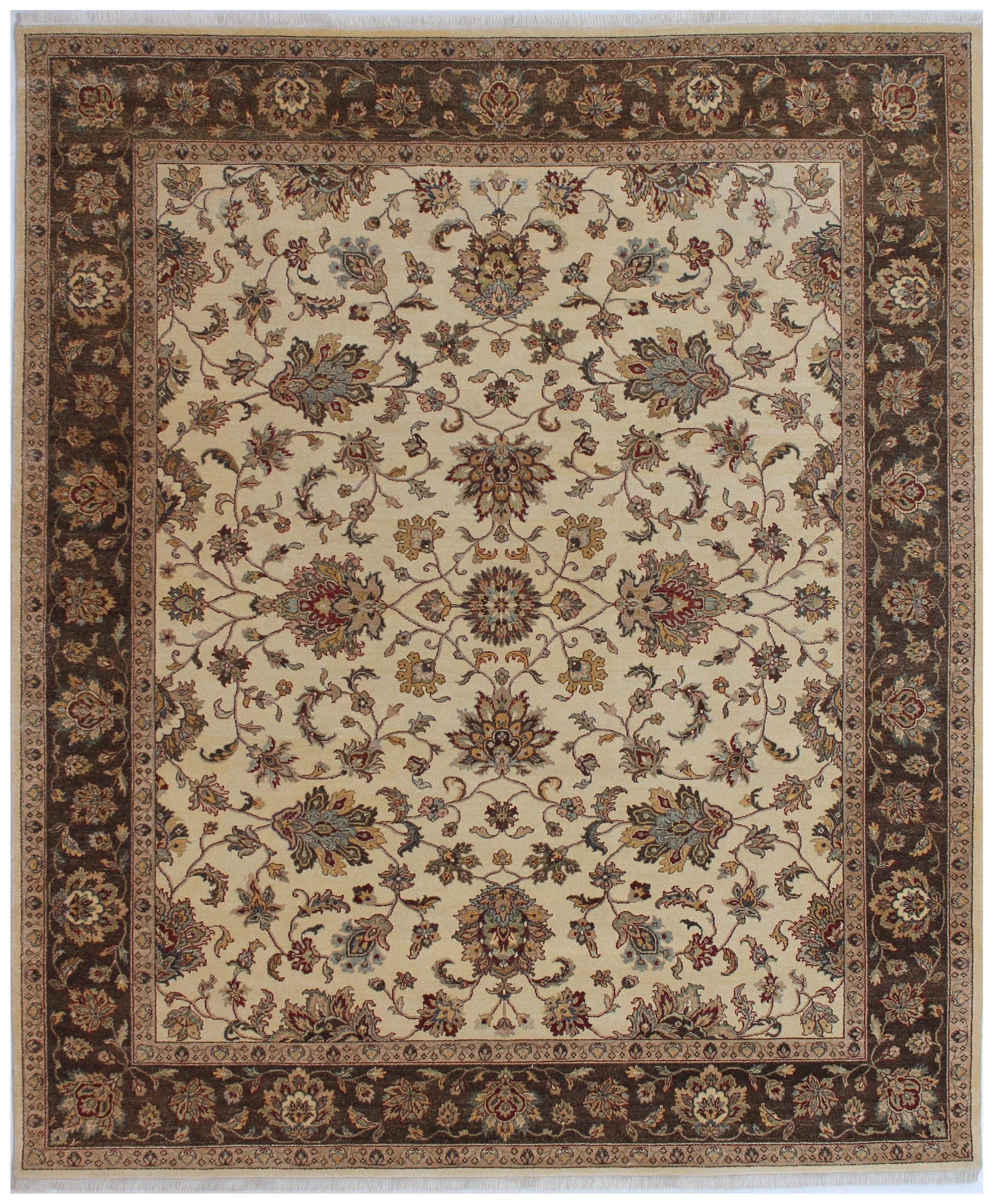 Anjani Carpets Jaipur Jaipur 19 Beige Brown Persian Hand Knotted Rugs