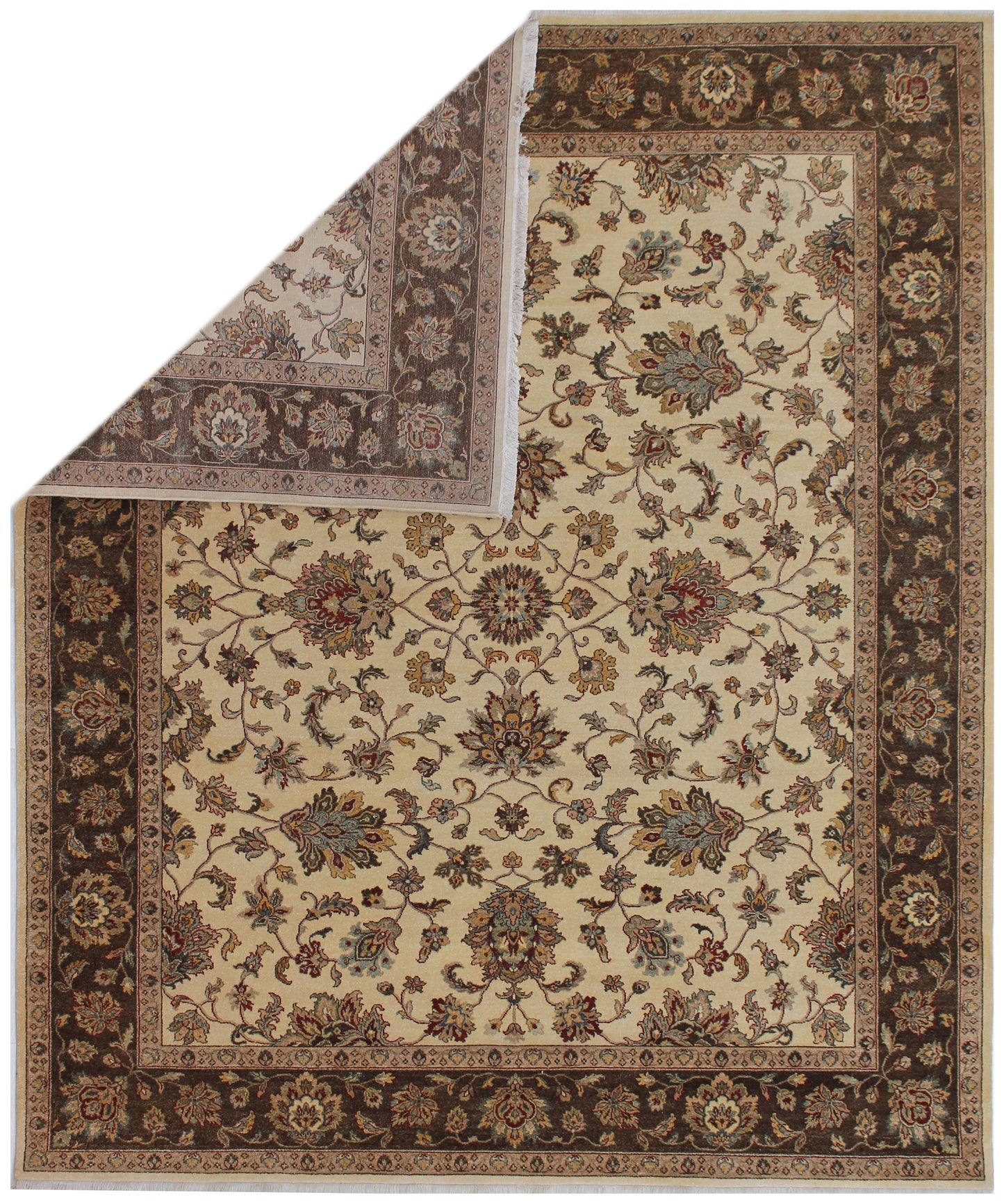 Anjani Carpets Jaipur Jaipur 19 Beige Brown Persian Hand Knotted Rugs