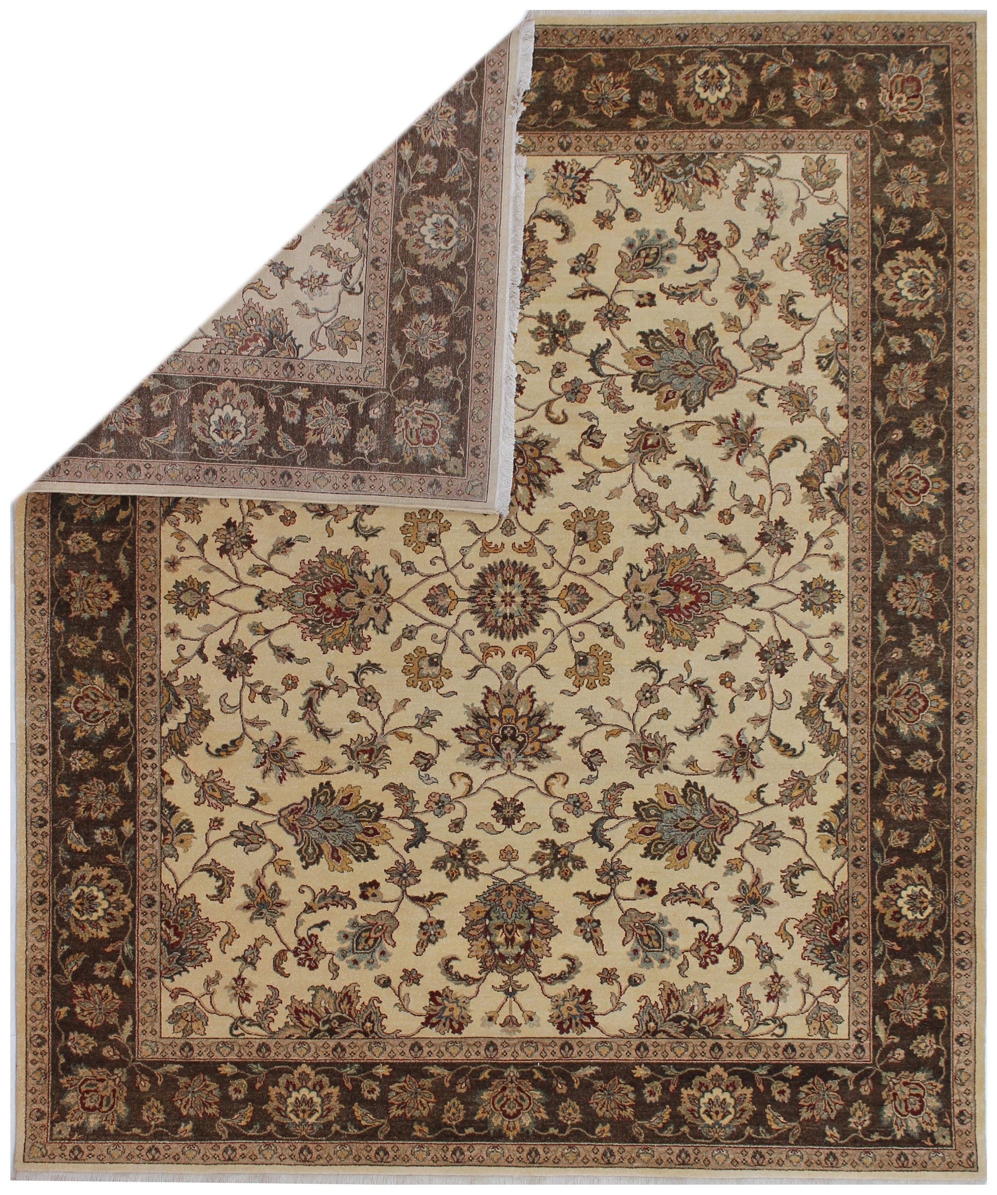 Anjani Carpets Jaipur Jaipur 19 Beige Brown Persian Hand Knotted Rugs