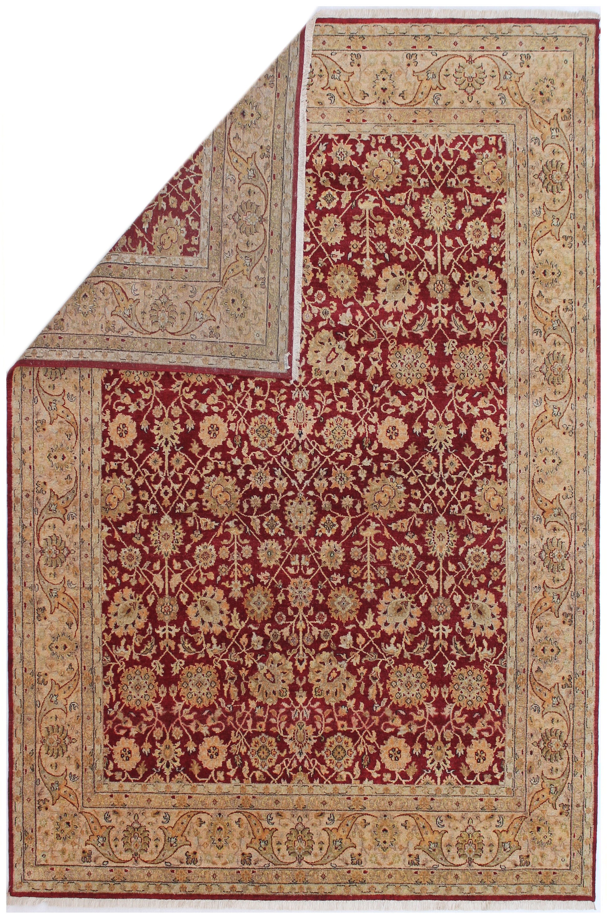 Anjani Carpets Hazi Zalili Jaipur 20 Red Gold Persian Hand Knotted Rugs
