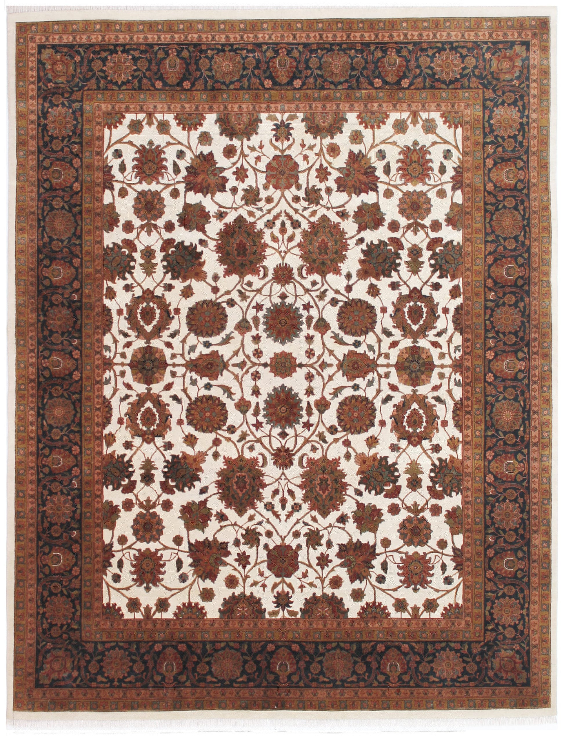 Anjani Carpets Jaipur Jaipur 21 Ivory Blue Persian Hand Knotted Rugs